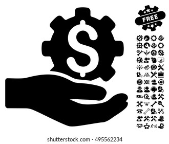 Engineering Service pictograph with bonus tools images. Vector illustration style is flat iconic symbols, black color, white background.