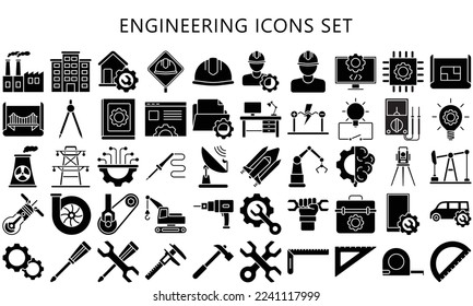 Engineering Set of outline vector icons. Contains such Icons as Manufacturing, Engineer, Production, Settings and more. vector EPS 10 ready convert to SVG. use for modern concept, UI or UX kit and app svg