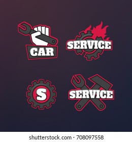 Engineering simple icons. Machine engineers. Engineering equipment vector