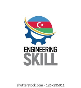 Engineering Skills Vector Logo with Azerbaijan Flag