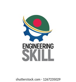 Engineering Skills Vector Logo with Bangladesh Flag