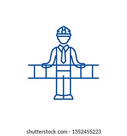 Engineering solution line icon concept. Engineering solution flat  vector symbol, sign, outline illustration.