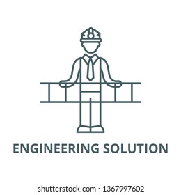 Engineering solution line icon, vector. Engineering solution outline sign, concept symbol, flat illustration