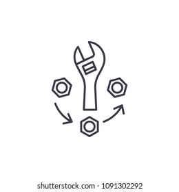 Engineering stages linear icon concept. Engineering stages line vector sign, symbol, illustration.