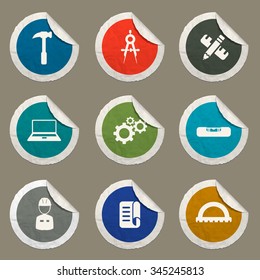 Engineering sticker icons for web