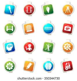 Engineering stickers label icon set