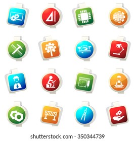 Engineering stickers label icon set