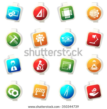 Engineering stickers label icon set