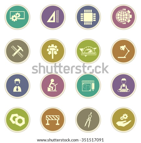 Engineering stickers label icon set