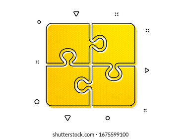 Engineering strategy sign. Puzzle icon. Yellow circles pattern. Classic puzzle icon. Geometric elements. Vector