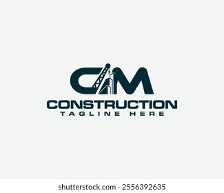 Engineering Success with CM Construction Logo. Contractor and construction work creative vector illustration.