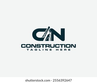 Engineering Success with CN Construction Logo. Contractor and construction work creative vector illustration.