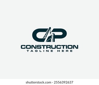 Engineering Success with CP Construction Logo. Contractor and construction work creative vector illustration.