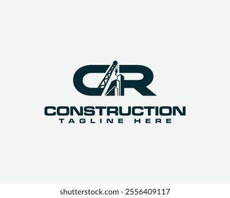 Engineering Success with CR Construction Logo. Contractor and construction work creative vector illustration.