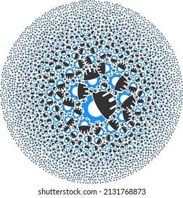 Engineering symbols are composed into bubble collection. Engineering icon round composition. Abstraction spheric bubble mosaic is done from engineering symbols.