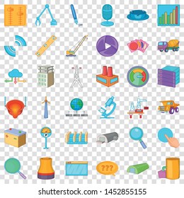 Engineering system cons set. Cartoon style of 36 engineering system vector icons for web for any design