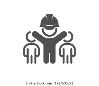 Engineering team icon. Engineer or architect group sign. Construction helmet symbol. Classic flat style. Quality design element. Simple engineering team icon. Vector