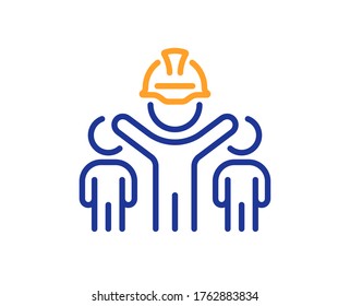 Engineering team line icon. Engineer or architect group sign. Construction helmet symbol. Colorful thin line outline concept. Linear style engineering team icon. Editable stroke. Vector