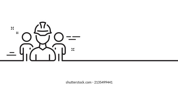 Engineering Team Line Icon. Engineer Or Architect Group Sign. Construction Helmet Symbol. Minimal Line Illustration Background. Engineering Team Line Icon Pattern Banner. Vector