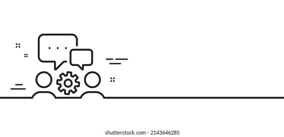 Icono de línea de equipo de ingeniería. Firma de grupo de ingeniero o arquitecto. Símbolo del proceso de trabajo. Fondo mínimo de la ilustración de línea. Banner de patrón de icono de línea de equipo de ingeniería. Vector