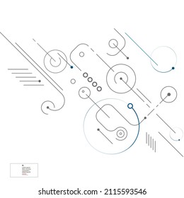 Engineering technological vector made with circles and lines. Vector geometric composition template and layout