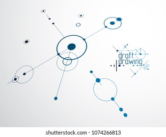 Engineering technological vector wallpaper made with circles and lines. Modern geometric composition can be used as template and layout. Abstract technical background.