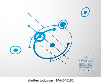 Engineering technological vector wallpaper made with circles and lines. Modern geometric artistic graphic composition can be used as template and layout. Abstract technical background.