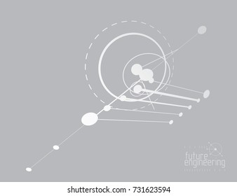 Engineering technological vector wallpaper made with circles and lines. Modern geometric composition can be used as template and layout. Abstract technical background.