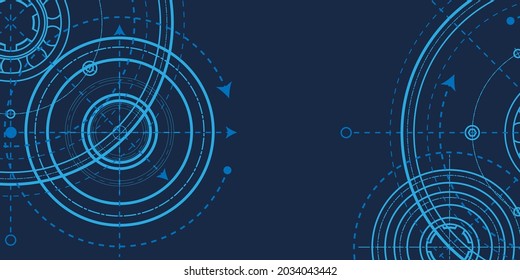 Engineering technology background.Rotating gears.Abstract geometric circles.Vector illustration.