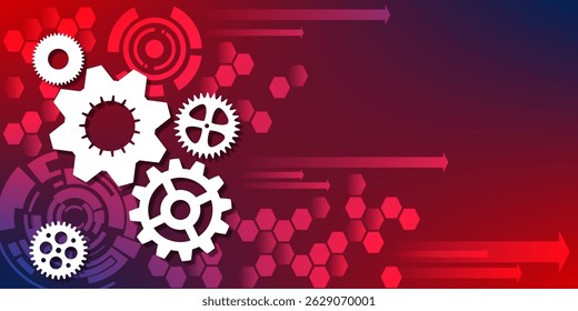 Engineering and technology concepts in red