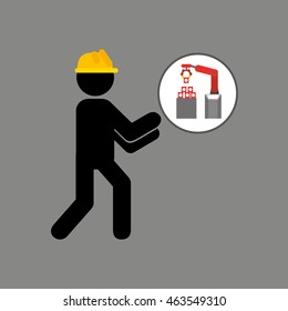 engineering with technology machine, industry icon, vector illustration