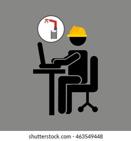 engineering with technology machine, industry icon, vector illustration