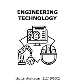 Engineering Technology tech network. modern computer system. web energy vector concept black illustration