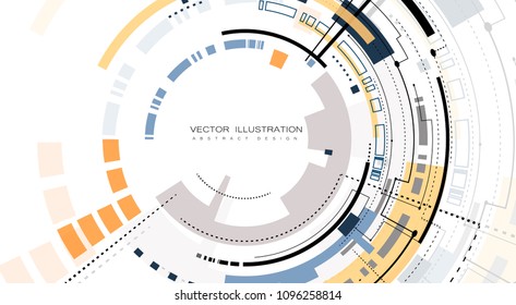 Engineering technology with various elements Digital space for content, network, business tech presentation on gray background Vector illustration