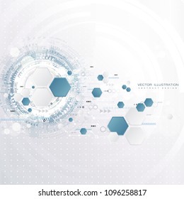 Engineering technology with various elements Digital space for content, network, business tech presentation on gray background Vector illustration