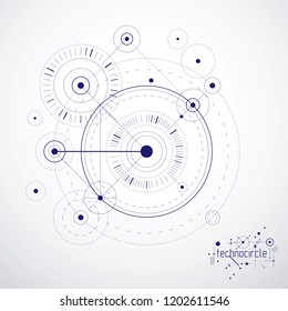 Engineering technology vector wallpaper made with circles and lines. Technical drawing abstract background.