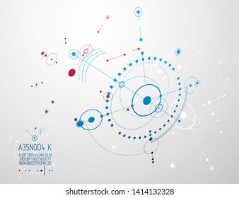 Engineering technology vector wallpaper made with circles and lines. Technical drawing abstract background.