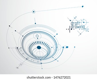 Engineering technology vector wallpaper made with circles and lines. Technical drawing abstract background.