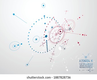 Engineering technology vector wallpaper made with circles and lines. Technical drawing abstract background.