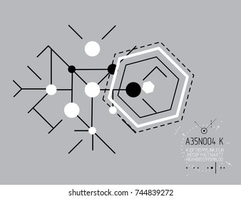 Engineering technology vector wallpaper made with circles and lines. Technical drawing abstract background. Art graphic illustration.