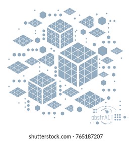 Engineering technology vector wallpaper made with hexagons, circles and lines. Technical drawing abstract background.