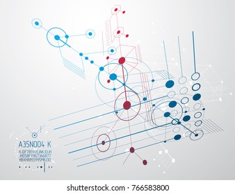 Engineering technology vector wallpaper made with circles and lines. Technical drawing abstract background.