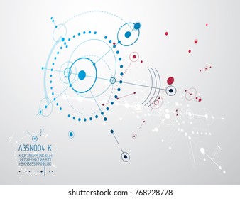 Engineering technology vector wallpaper made with circles and lines. Technical drawing abstract background.