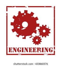 Engineering text on logo rubber stamp vector illustrator,gear stamp design,retro style,grunge vector
