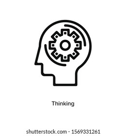 Engineering thinking icon vector illustration black linear on white background