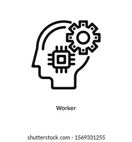 Engineering thinking worker icon vector illustration black linear on white background