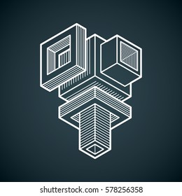 Engineering three-dimensional construction, abstract vector trigonometric shape.
