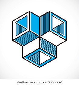 Engineering three-dimensional construction, abstract vector trigonometric shape.