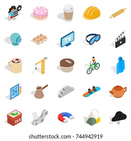 Engineering tool icons set. Isometric set of 25 engineering tool vector icons for web isolated on white background