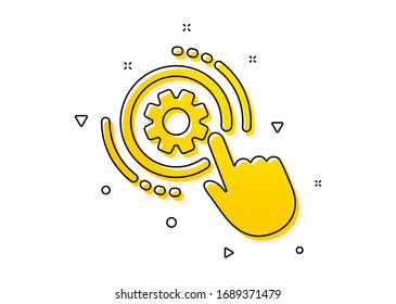 Engineering tool sign. Cogwheel settings icon. Cog gear symbol. Yellow circles pattern. Classic cogwheel settings icon. Geometric elements. Vector